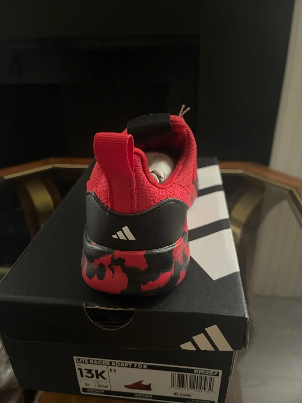 adidas Kids Red and Black Lite Racer Slip-On Sneaker